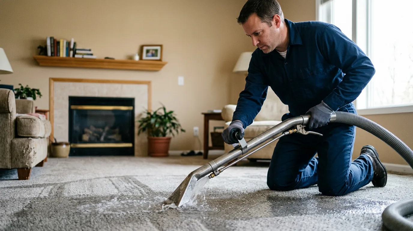 Water damage restoration technician working near Valley Springs, AR
